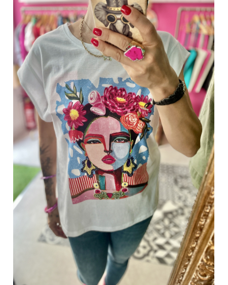 T-shirt Frida Pepita blanc
