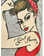 T-shirt Girl Power Rosie - gris chiné